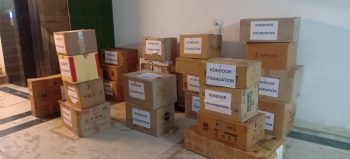 Relief materials waiting to be shipped to Flood hit areas of Chennai.